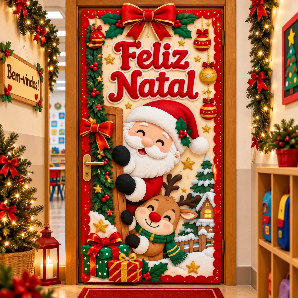 Painel de Porta Feliz Natal – Decoração Natalina Escolar em PDF | — capa do material