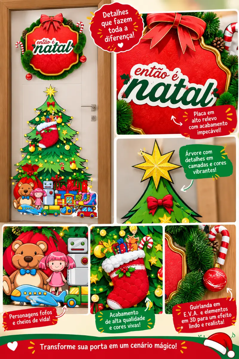 Painel de Porta Natalino Escola PDF — amostra 2: Painel de porta natalino em PDF para imprimir, ideal para decorar portas…