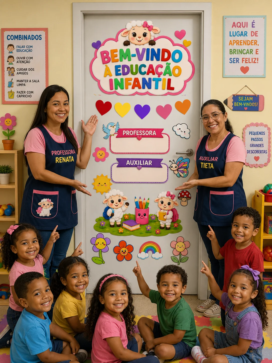 PAINEL DE PORTA – SEJA BEM-VINDO À EDUCAÇÃO INFANTIL — amostra 1: 📋 Informações Importantes do Material: