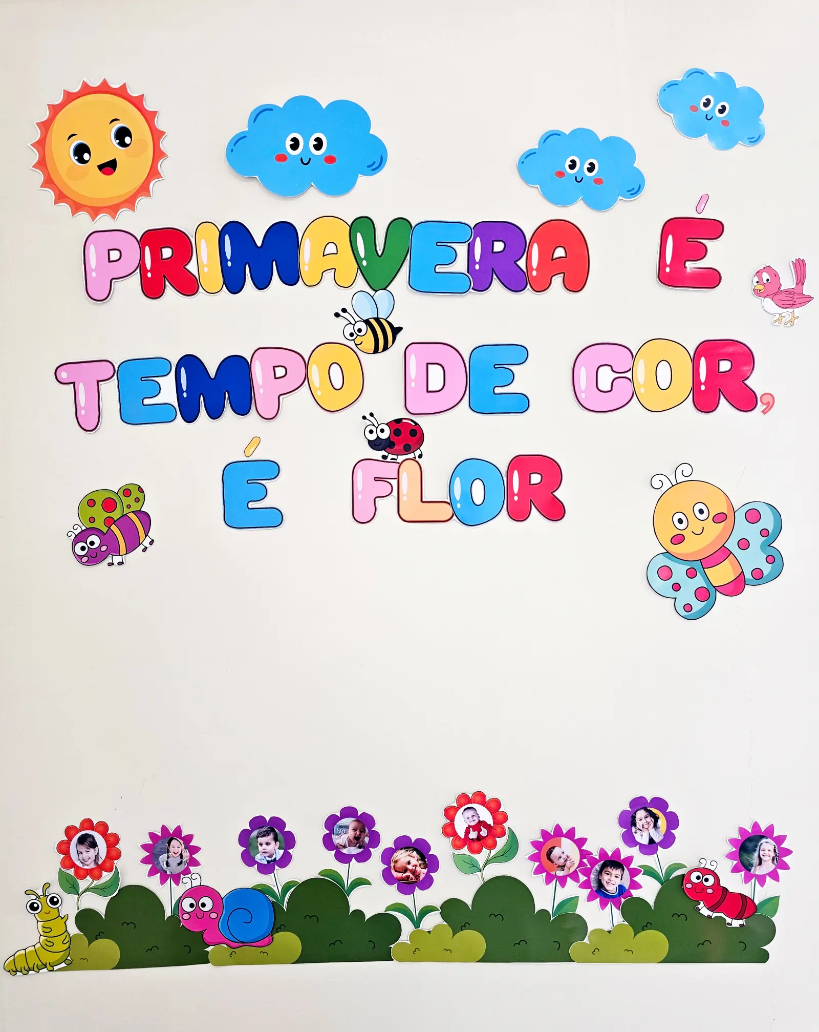 Painel de Primavera com Fotos dos Alunos – Decoração Escolar — amostra 1: Deixe a escola mais colorida e acolhedora com…
