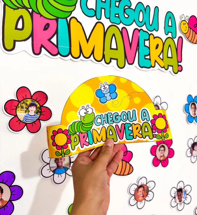 Painel de Primavera com Fotos dos Alunos em PDF para Imprimir — amostra 5: Celebre a primavera com um painel em PDF…