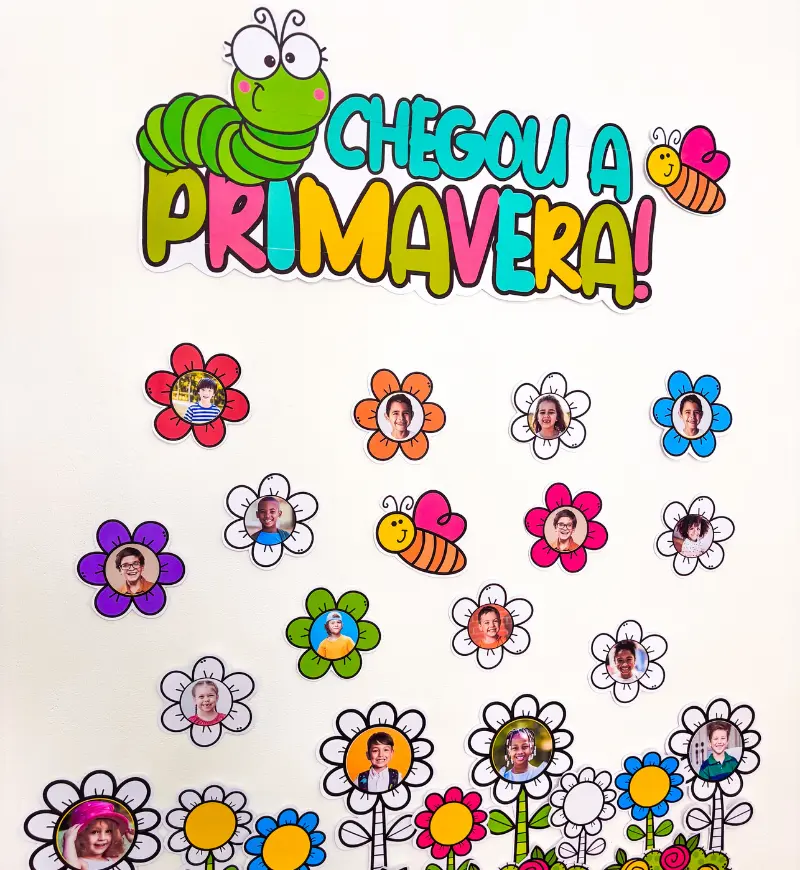 Painel de Primavera com Fotos dos Alunos em PDF para Imprimir — amostra 6: Celebre a primavera com um painel em PDF…