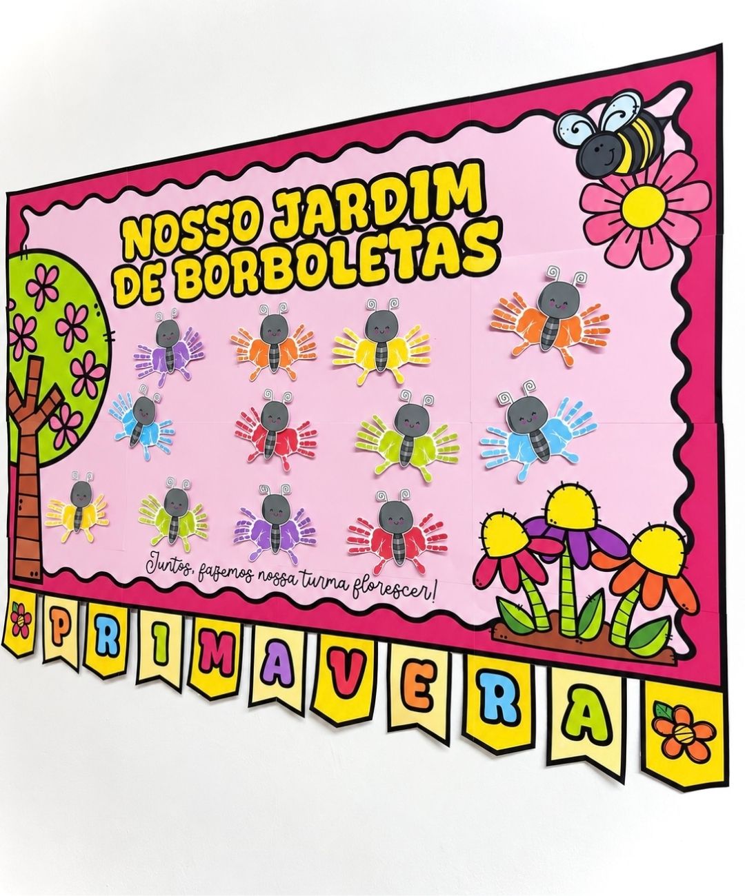 Painel de primavera para imprimir na Educação Infantil — amostra 1: Da impressão à participação da turma