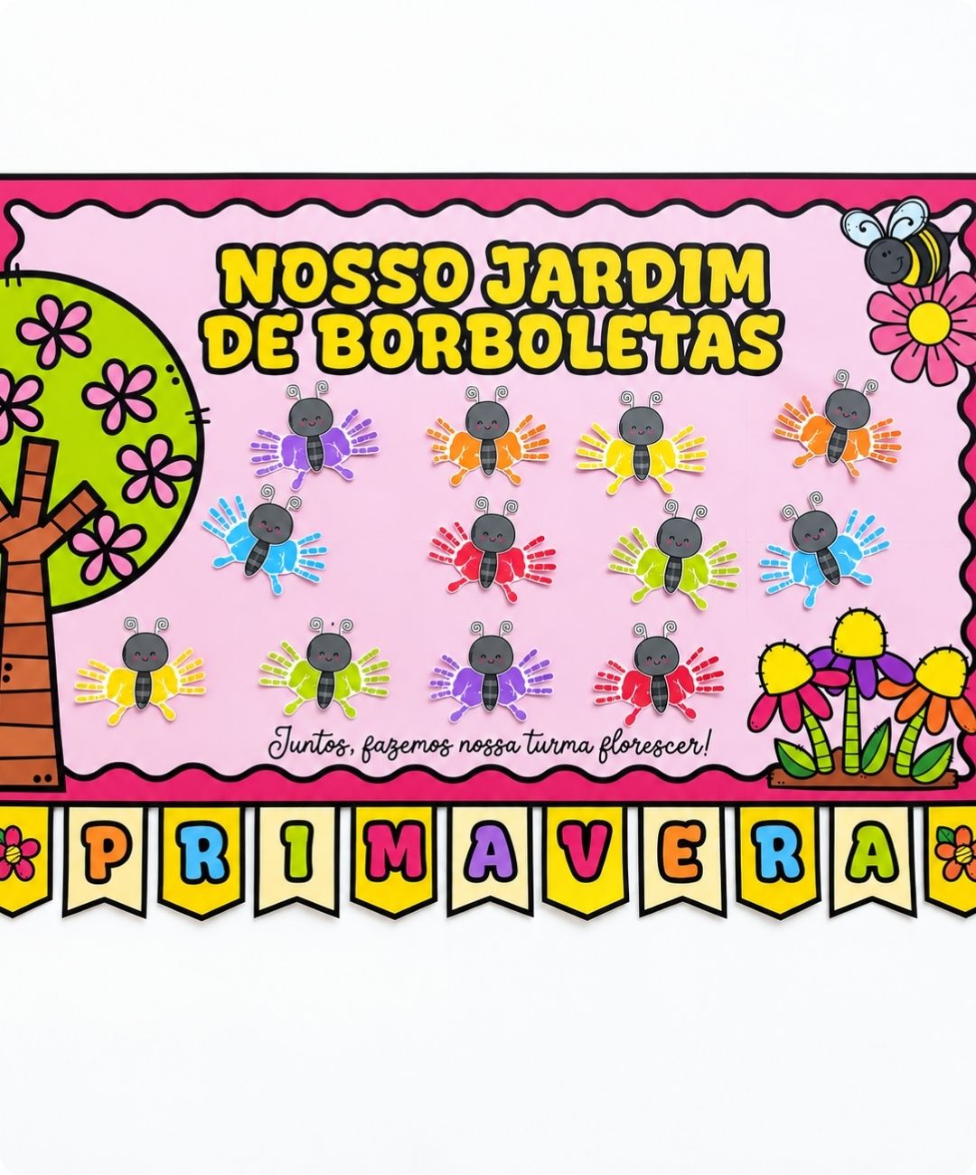 Painel de primavera para imprimir na Educação Infantil — amostra 3: O que está incluído no PDF