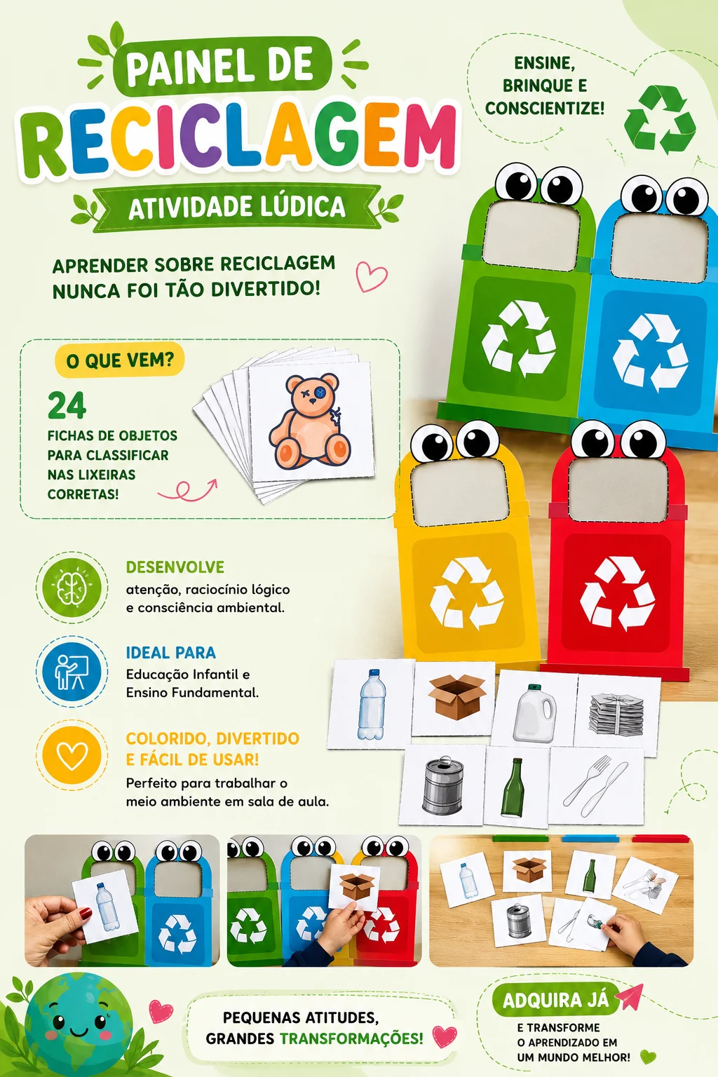 Painel de reciclagem atividade lúdica — amostra 1: ♻️✨ Painel de reciclagem Atividade Lúdica✨♻️ Um recurso educativo e…