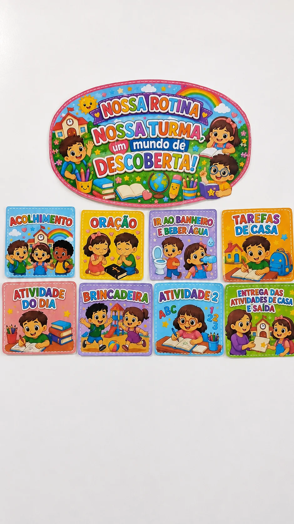 Painel de Rotina Educação Infantil – Nossa Turma — amostra 2: 🌈✨ Organize sua sala com carinho e transforme cada momento…