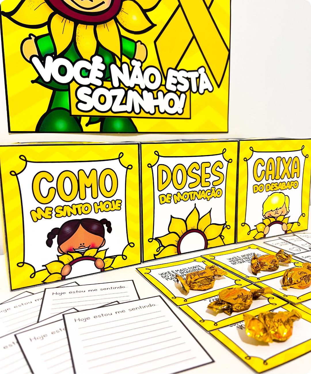 Painel de Setembro Amarelo para imprimir — amostra 3: Elementos disponíveis no PDF