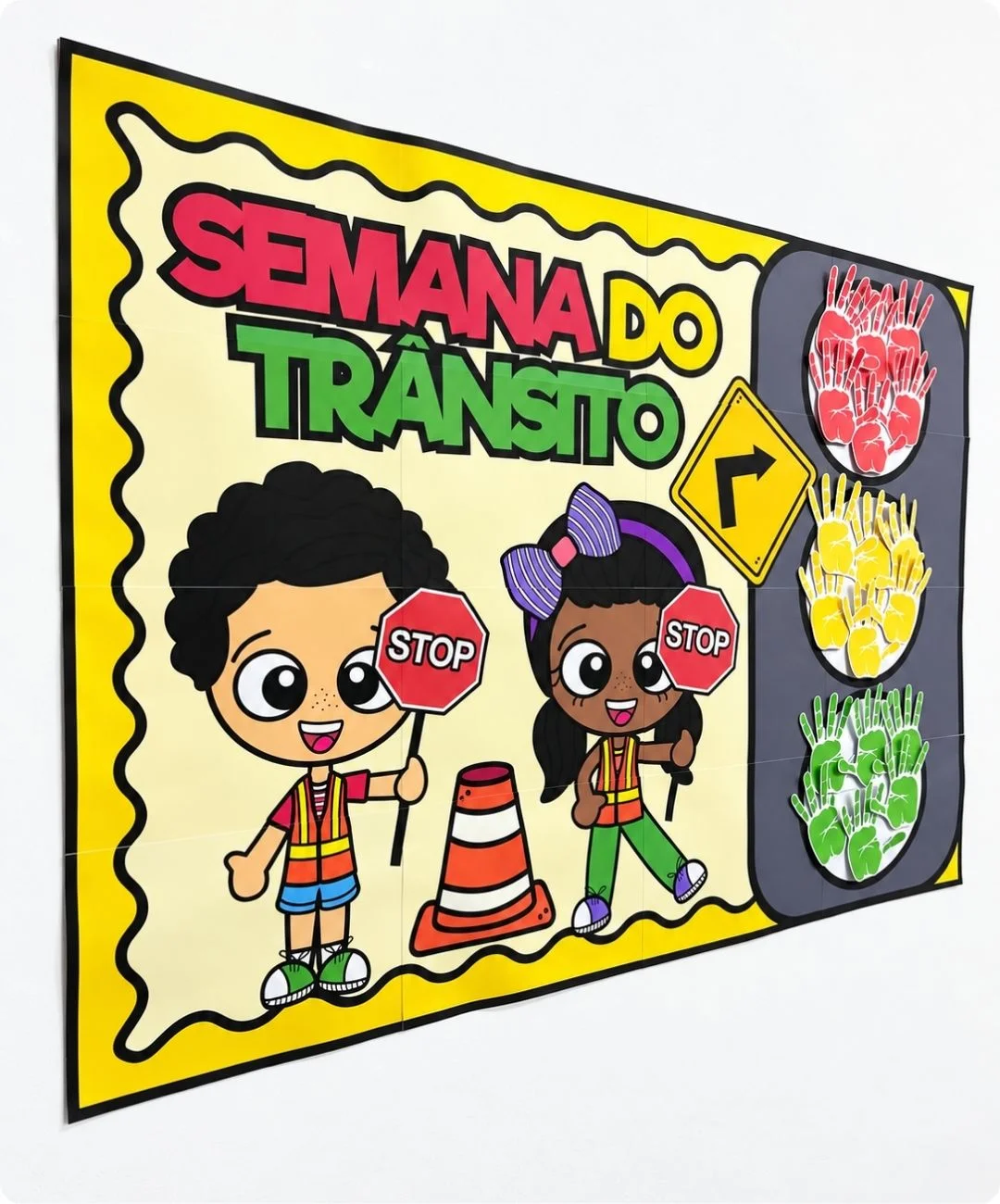 Painel de trânsito para imprimir: Semana do Trânsito — amostra 3: Para quais turmas é indicado?