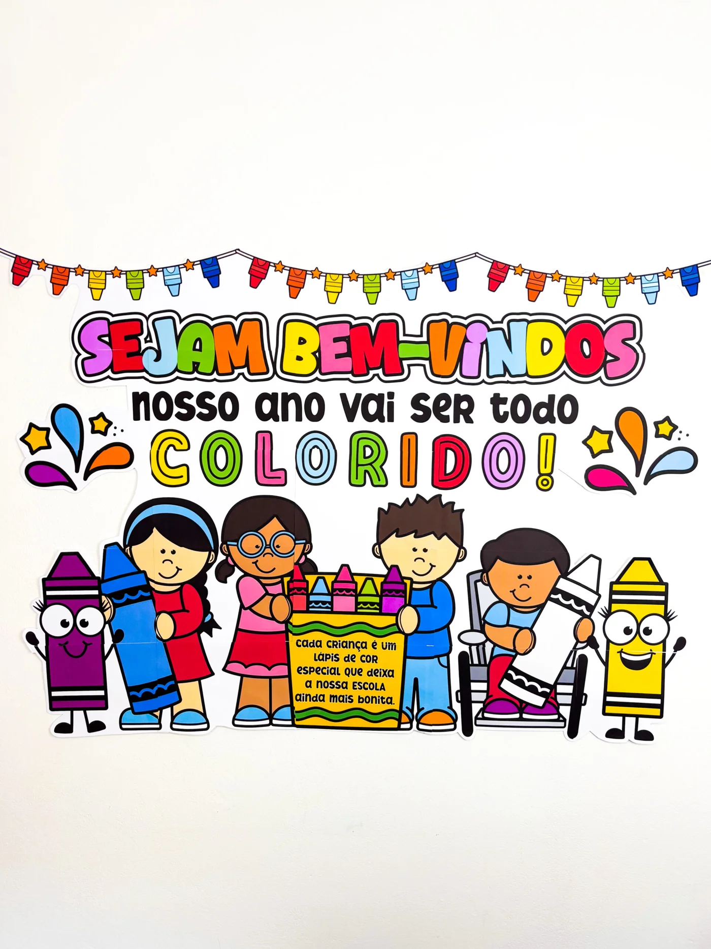 Painel de volta às aulas Bem vindo colorido — amostra 2: Painel de volta às aulas