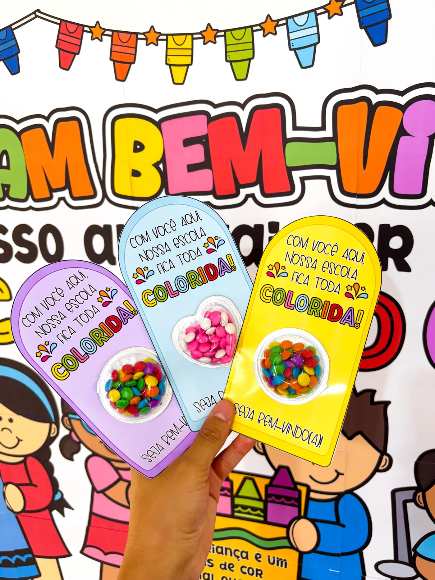 Painel de volta às aulas Bem vindo colorido — amostra 3: Painel de volta às aulas