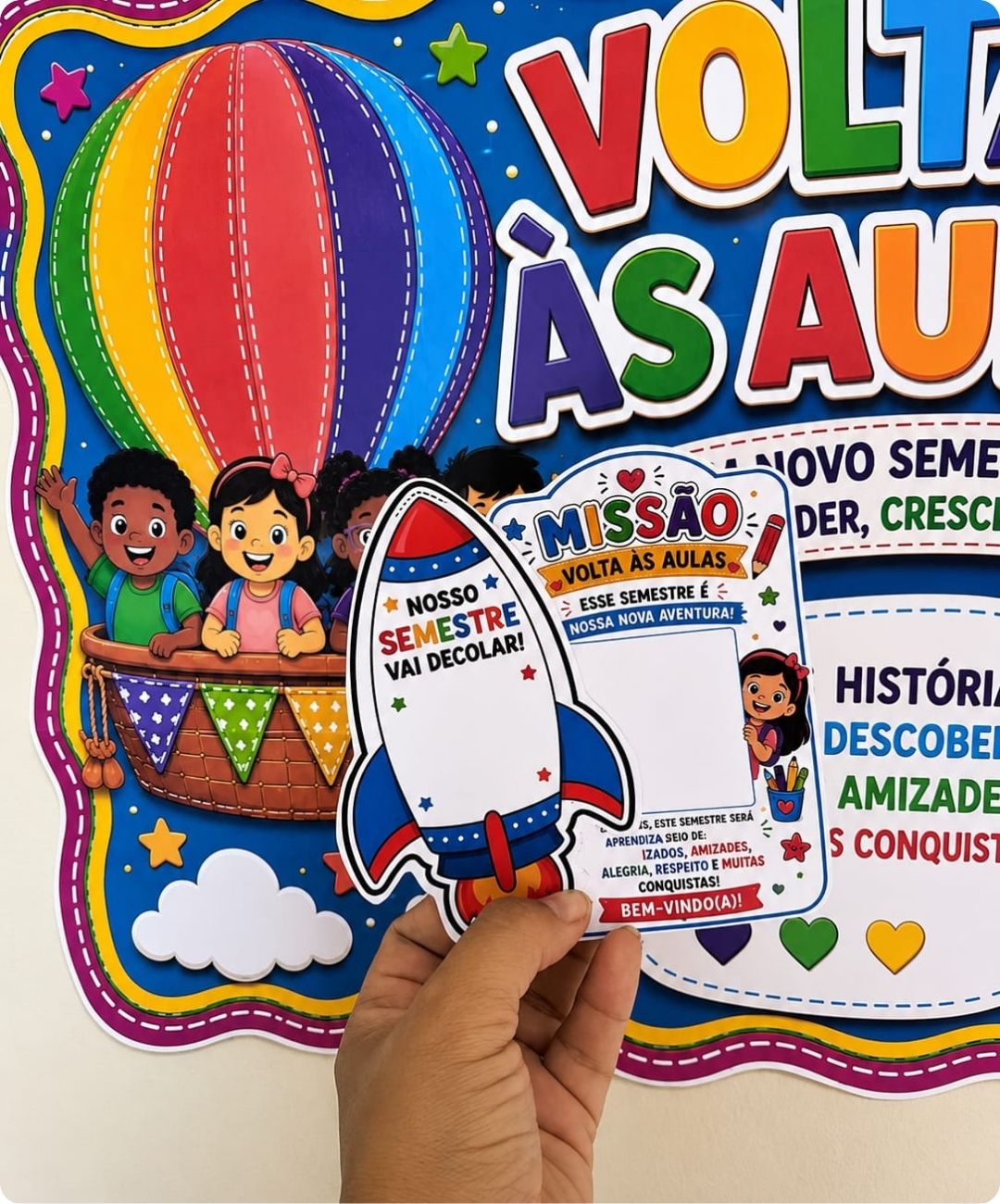 Painel de volta às aulas para imprimir – anos iniciais — amostra 3: O que acompanha o PDF