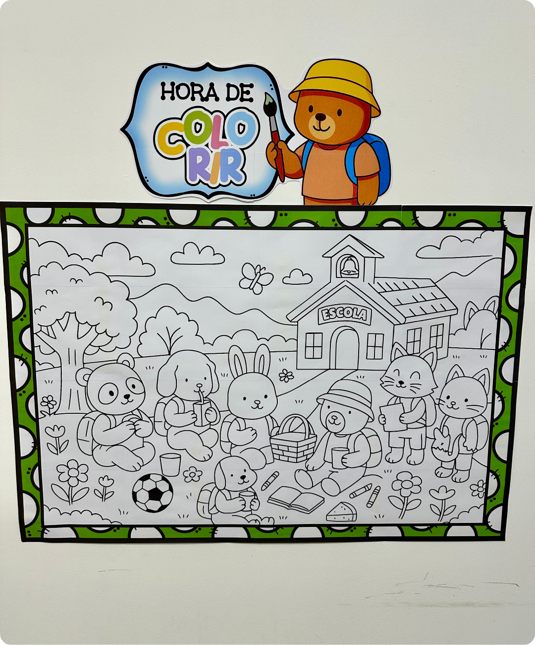Painel de volta às aulas para imprimir – Infantil e Anos Iniciais — amostra 1: Uma proposta de pintura para receber a turma