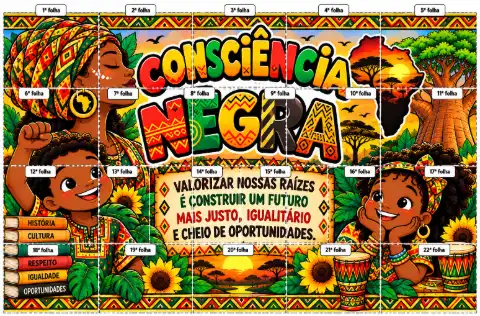 PAINEL DECORATIVO CONSCIÊNCIA NEGRA — amostra 1: O painel da Consciência Negra é um recurso pedagógico, voltado para a…