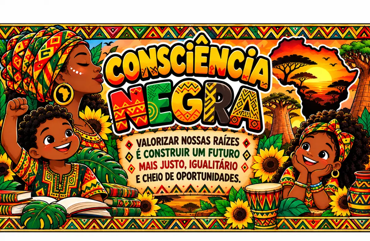 PAINEL DECORATIVO CONSCIÊNCIA NEGRA — Atividades para Ensino Fundamental I (1º–5º): O painel da Consciência Negra é um…