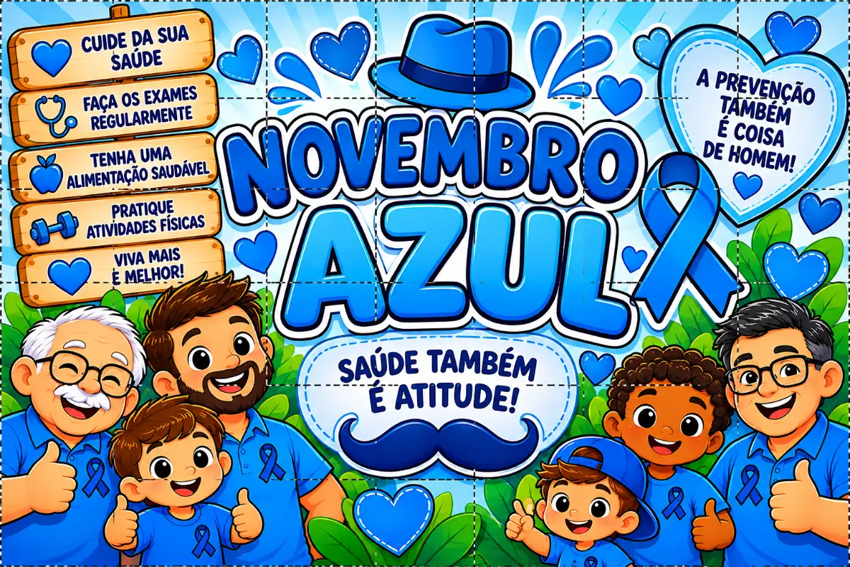 PAINEL DECORATIVO DE CONSIENTIZAÇÃO NOVEMBRO AZUL — Ciências para Ensino Fundamental I (1º–5º): O "Novembro Azul" é uma…