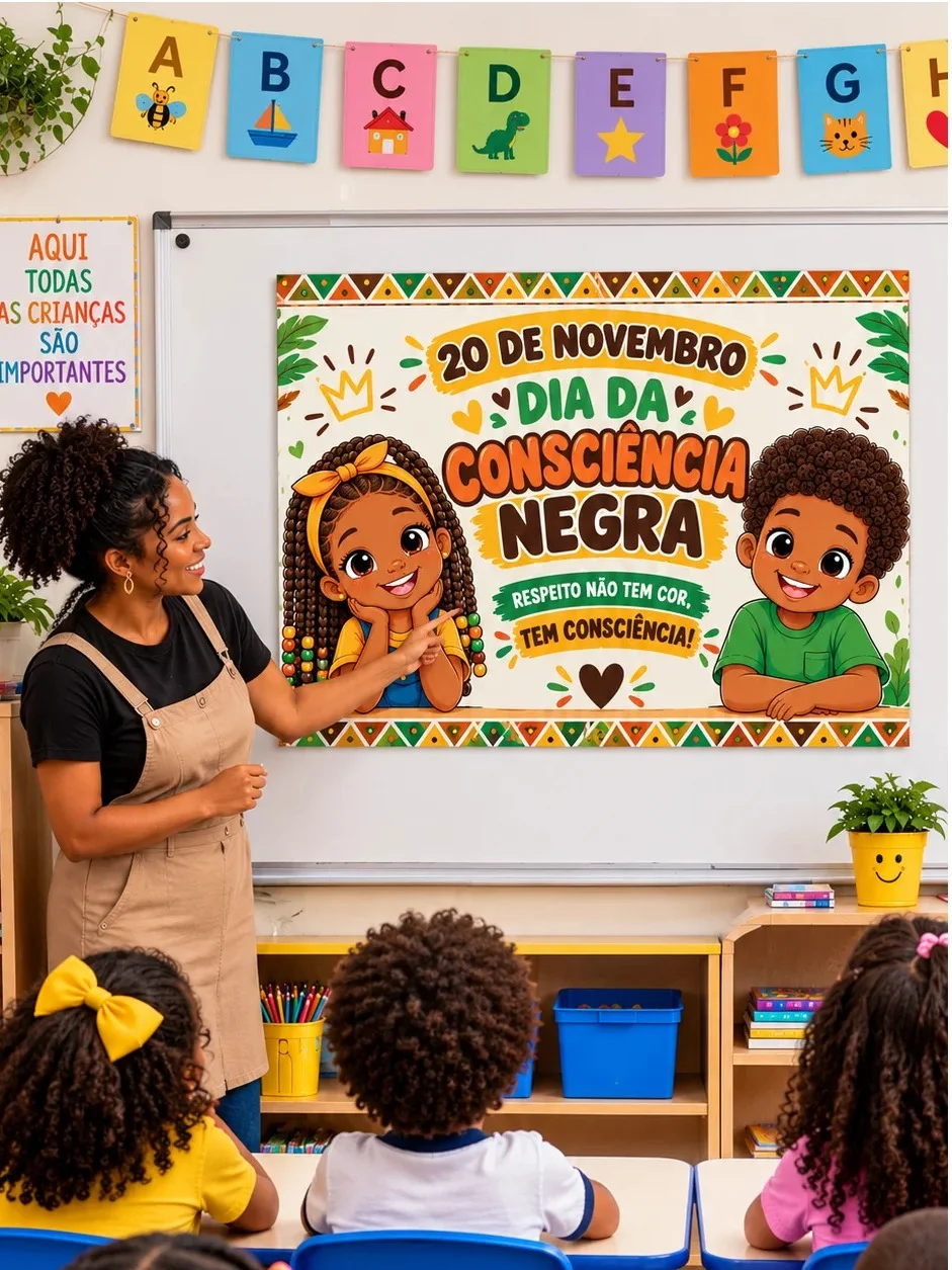 Painel Decorativo Dia da Consciência Negra - Respeito Não Tem Cor — amostra 1: Painel decorativo para o Dia da Consciência…