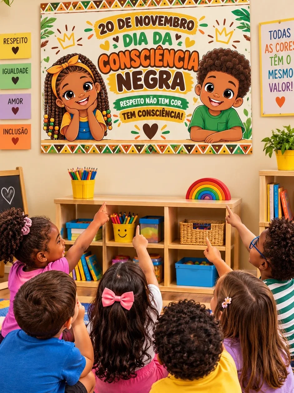 Painel Decorativo Dia da Consciência Negra - Respeito Não Tem Cor — amostra 2: Painel decorativo para o Dia da Consciência…
