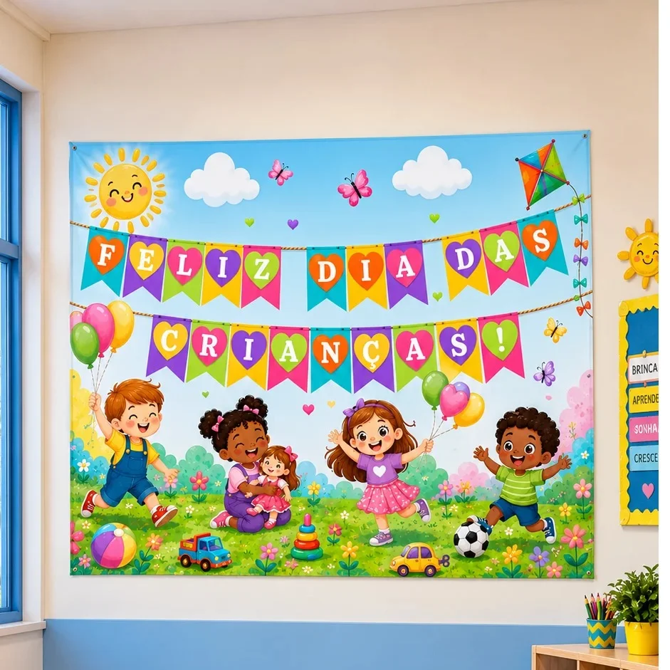 PAINEL DECORATIVO DIA DAS CRIANÇAS PARA IMPRIMIR E MONTAR — Alfabetização para Educação Infantil: 🧸 Painel Dia das…