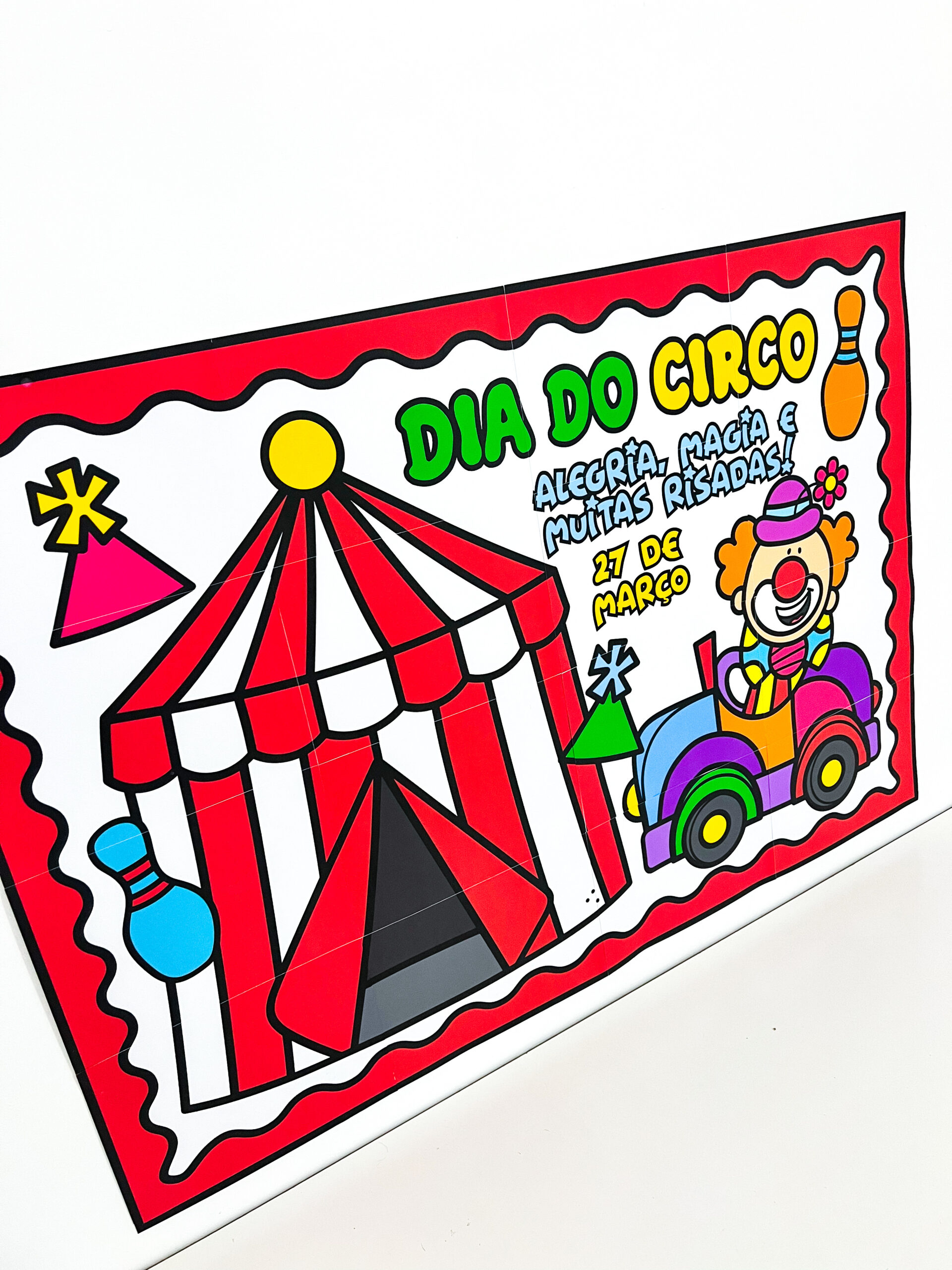 Painel decorativo: dia do circo – PDF para Imprimir — amostra 2: Formato e entrega