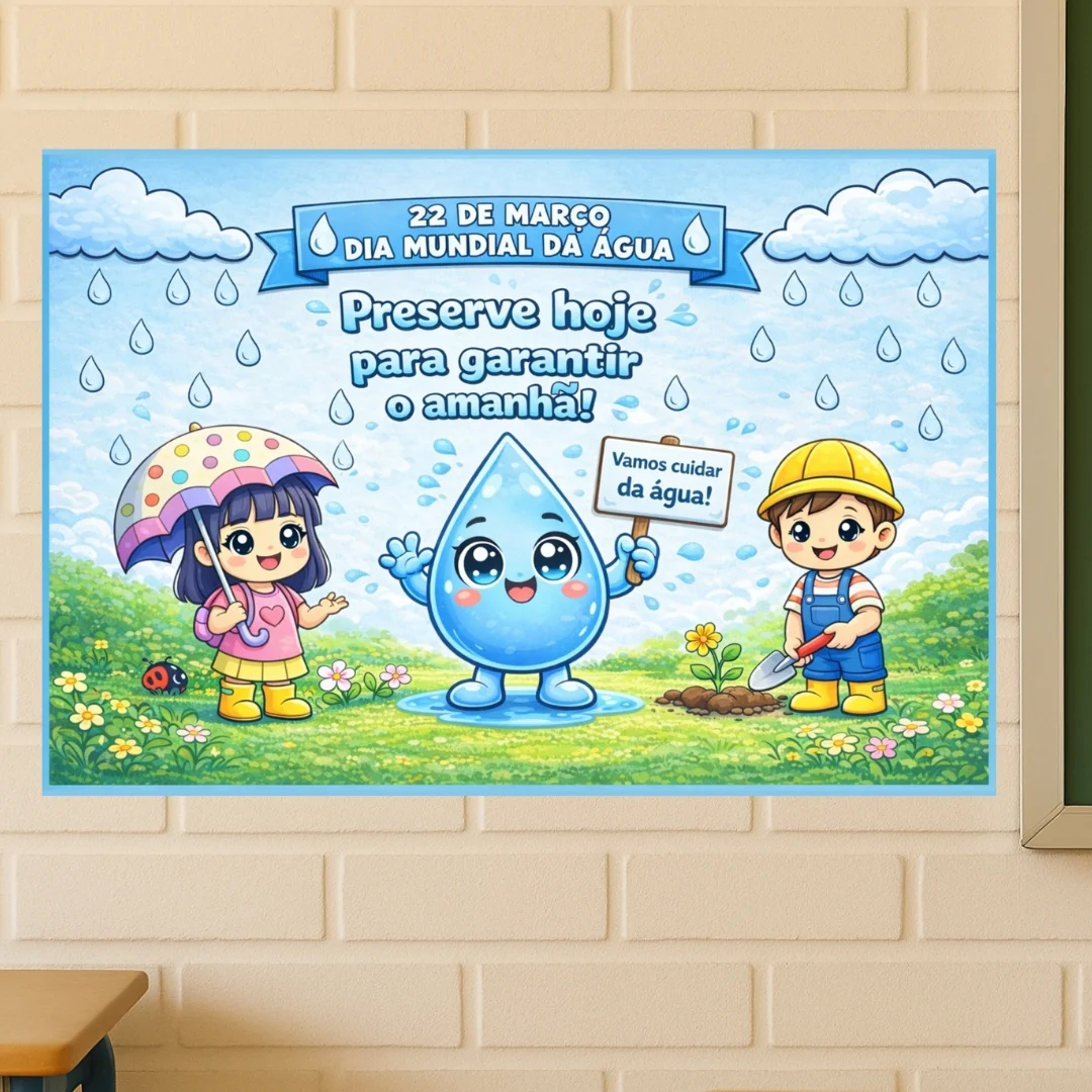 Painel Dia da Água: Decoração Escolar em 3 Tamanhos — Ciências para Educação Infantil: Decore sua escola com o Painel Dia…