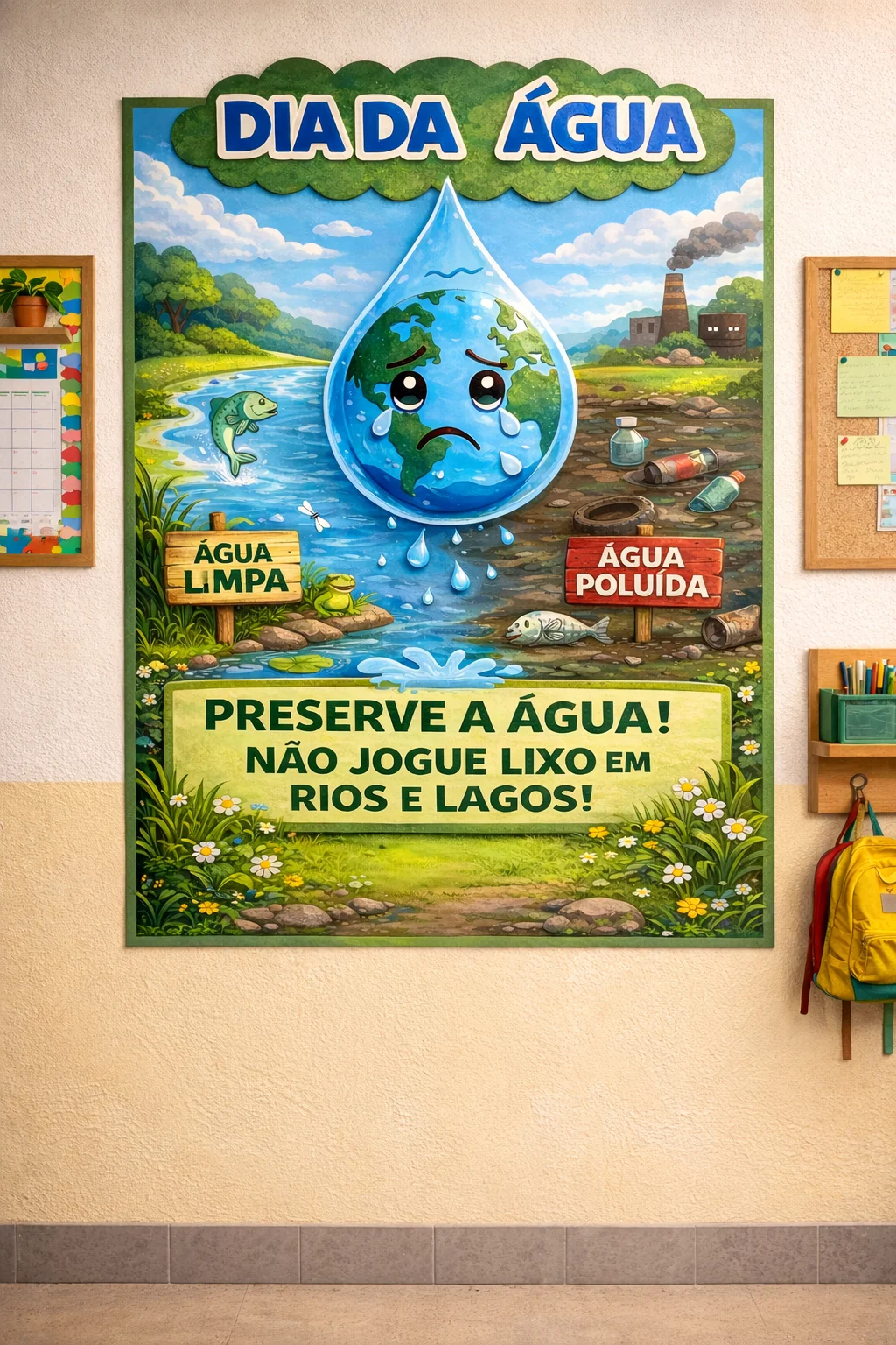 Painel dia da água- Preserve a água — amostra 1: Painel Dia da Água – Arquivo para Impressão em 16 Folhas A4 Painel…