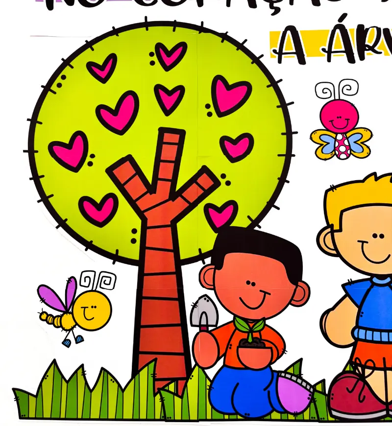 Painel Dia da Árvore: Árvore é Poesia em PDF — amostra 5: Celebre o Dia da Árvore com um painel em PDF dividido em 16 folhas