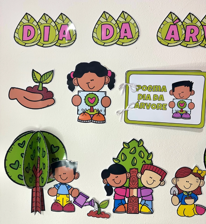 Painel Dia da Árvore em PDF com Livro Poema para Imprimir — amostra 1: Painel Dia da Árvore: decoração e poema para a sala…