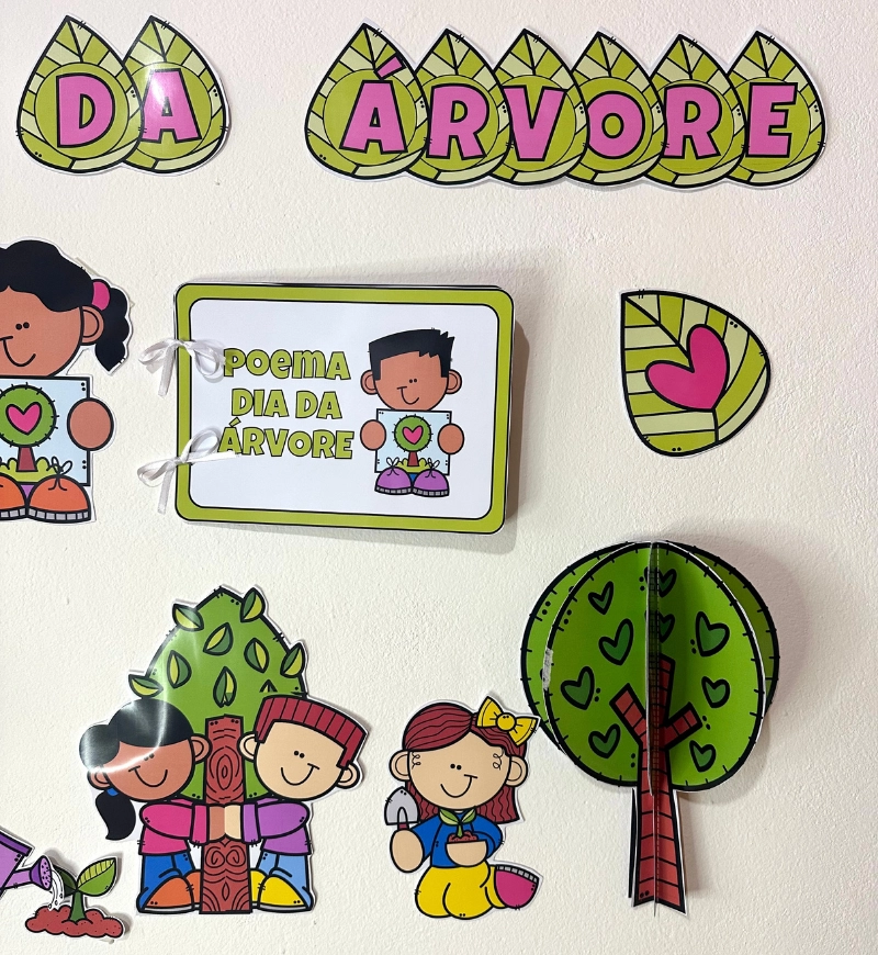 Painel Dia da Árvore em PDF com Livro Poema para Imprimir — amostra 2: O que vem no material