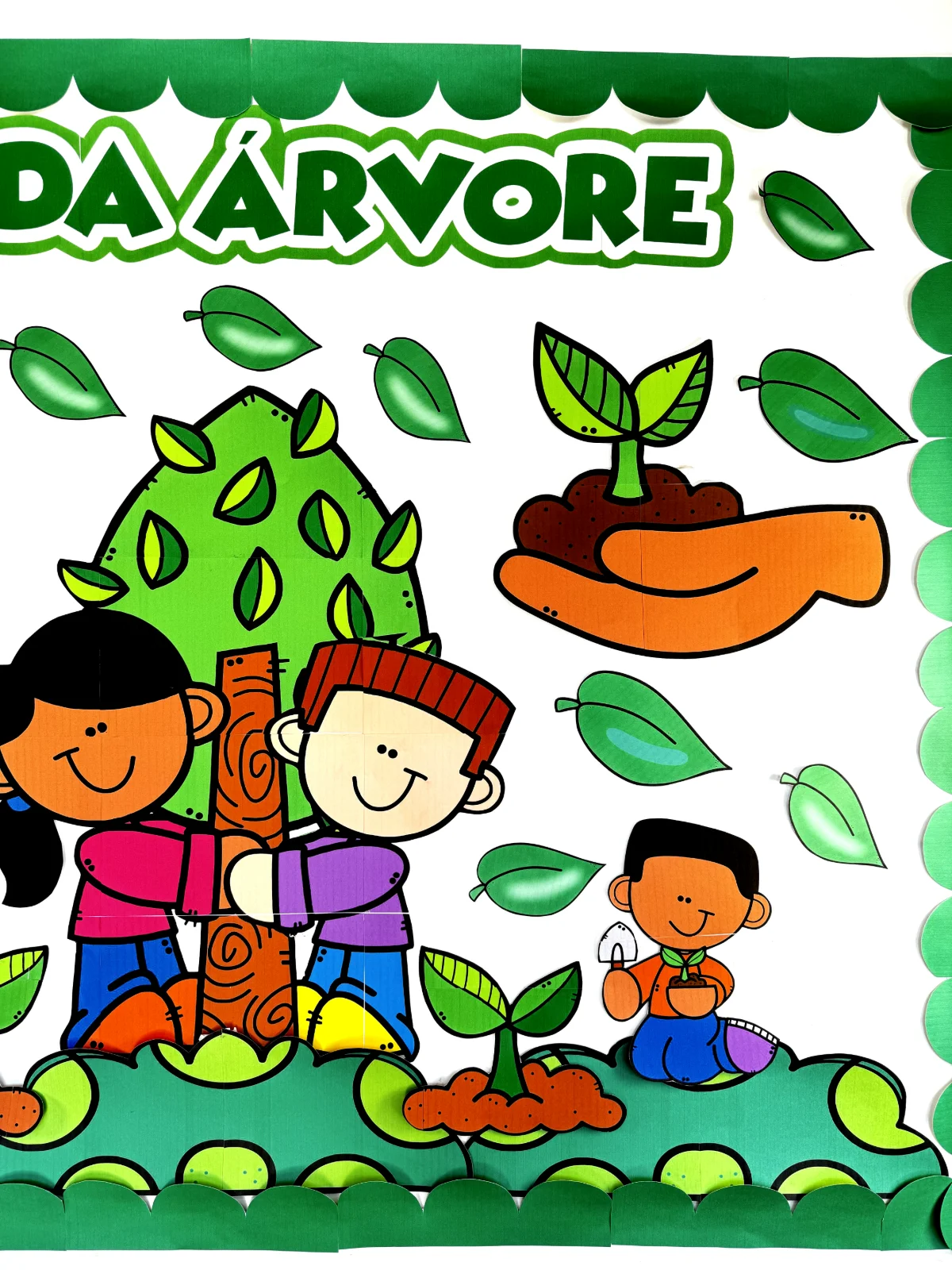 Painel dia da Árvore para educação infantil — amostra 1: "🌳🌱 Celebrando o Dia da Árvore com este painel cheio de cor e vida