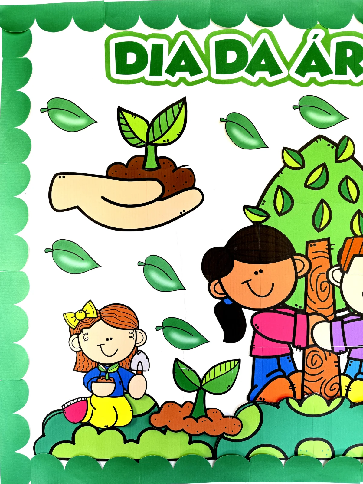 Painel dia da Árvore para educação infantil — amostra 3: "🌳🌱 Celebrando o Dia da Árvore com este painel cheio de cor e vida