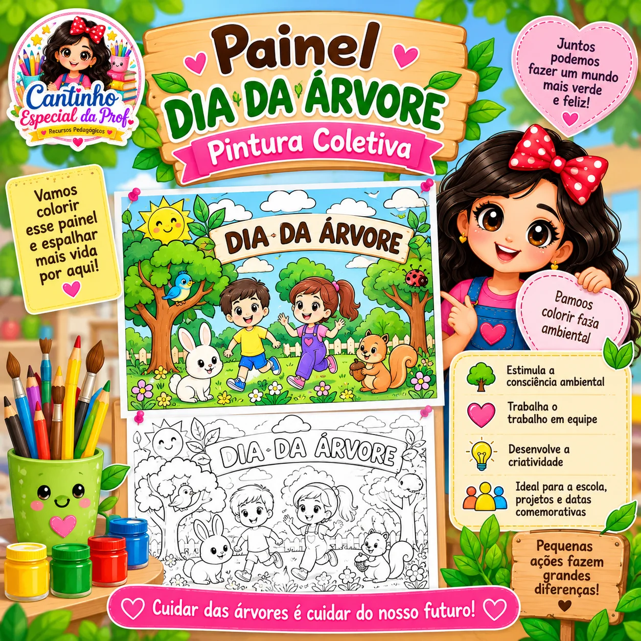 🌳💚 PAINEL DIA DA ÁRVORE — PINTURA COLETIVA 🎨 — capa do material