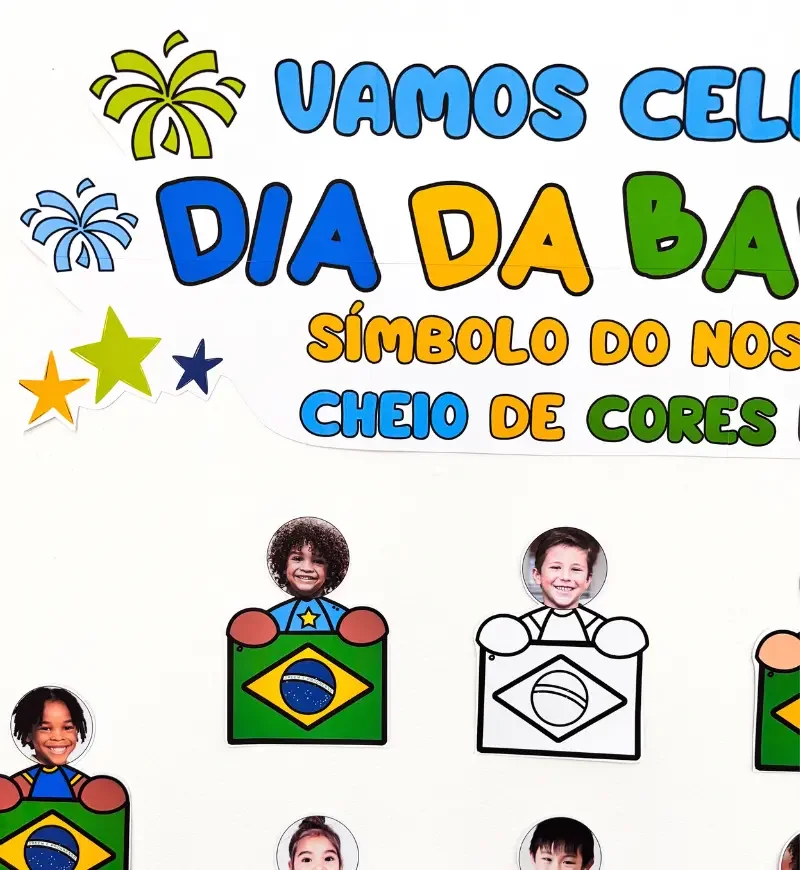 Painel Dia da Bandeira com Fotos Educação Infantil PDF — amostra 1: Vamos celebrar o Dia da Bandeira! 🇧🇷