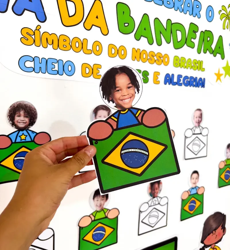 Painel Dia da Bandeira com Fotos Educação Infantil PDF — amostra 3: Painel Dia da Bandeira com Fotos em PDF para celebrar o…