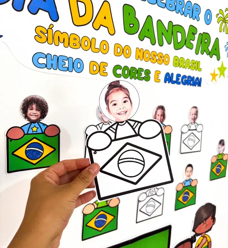 Painel Dia da Bandeira com Fotos Educação Infantil PDF — amostra 4: Painel Dia da Bandeira com Fotos em PDF para celebrar o…