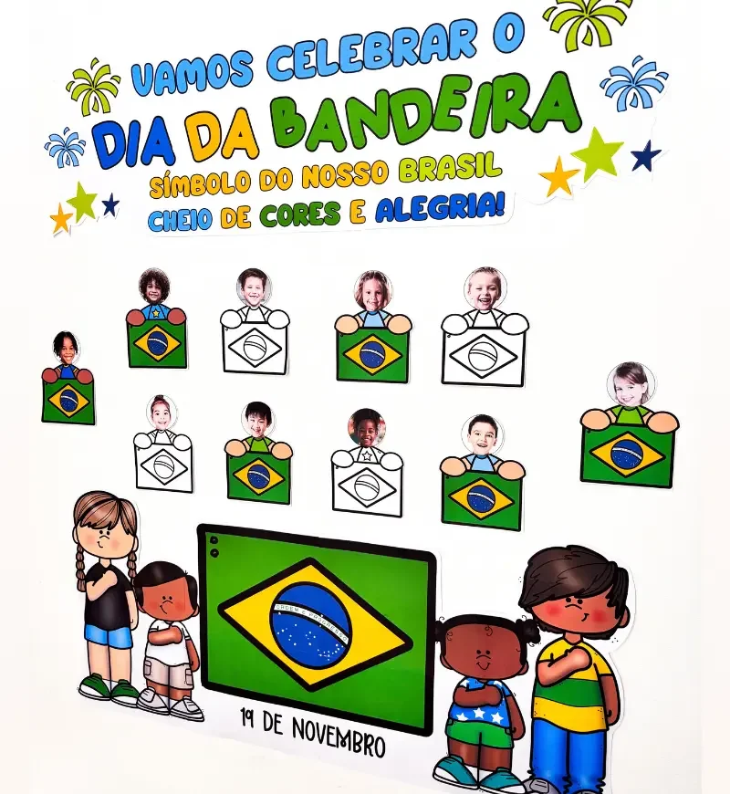 Painel Dia da Bandeira com Fotos Educação Infantil PDF — amostra 5: Painel Dia da Bandeira com Fotos em PDF para celebrar o…