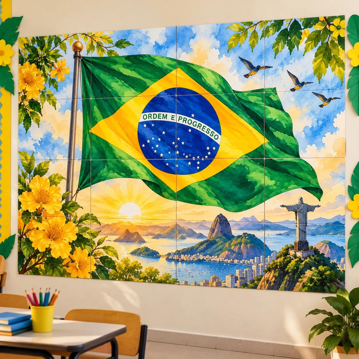 Painel Dia da Bandeira do Brasil para Escola — amostra 2: O que você recebe?