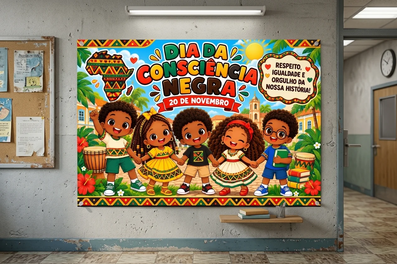 Painel Dia da Consciência Negra - 20 de Novembro (em 2 tamanhos) — amostra 2: Transforme o ambiente escolar em um espaço de… Painel Dia da Consciência Negra - 20 de Novembro (em 2 tamanhos) — amostra 2: Transforme o ambiente escolar em um espaço de…