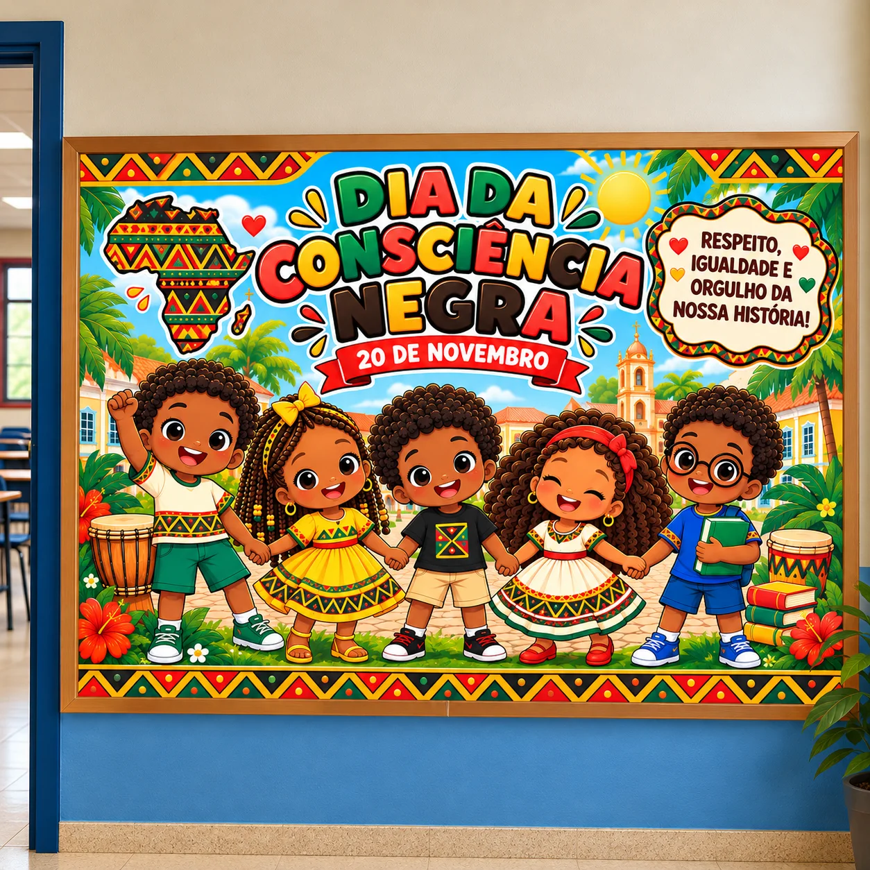 Painel Dia da Consciência Negra - 20 de Novembro (em 2 tamanhos) — amostra 3: Transforme o ambiente escolar em um espaço de… Painel Dia da Consciência Negra - 20 de Novembro (em 2 tamanhos) — amostra 3: Transforme o ambiente escolar em um espaço de…