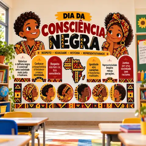 Painel Dia da Consciência Negra para Imprimir – Mural Escolar em PDF — amostra 1: Painel Dia da Consciência Negra – Mural…