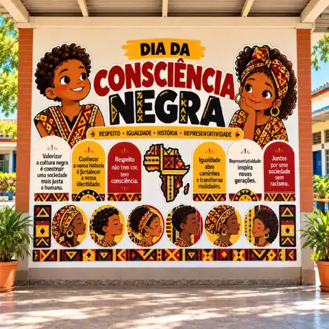 Painel Dia da Consciência Negra para Imprimir – Mural Escolar em PDF — amostra 2: Painel Dia da Consciência Negra para…