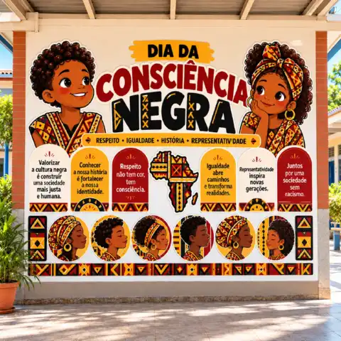 Painel Dia da Consciência Negra para Imprimir – Mural Escolar em PDF — amostra 4: Painel Dia da Consciência Negra para…