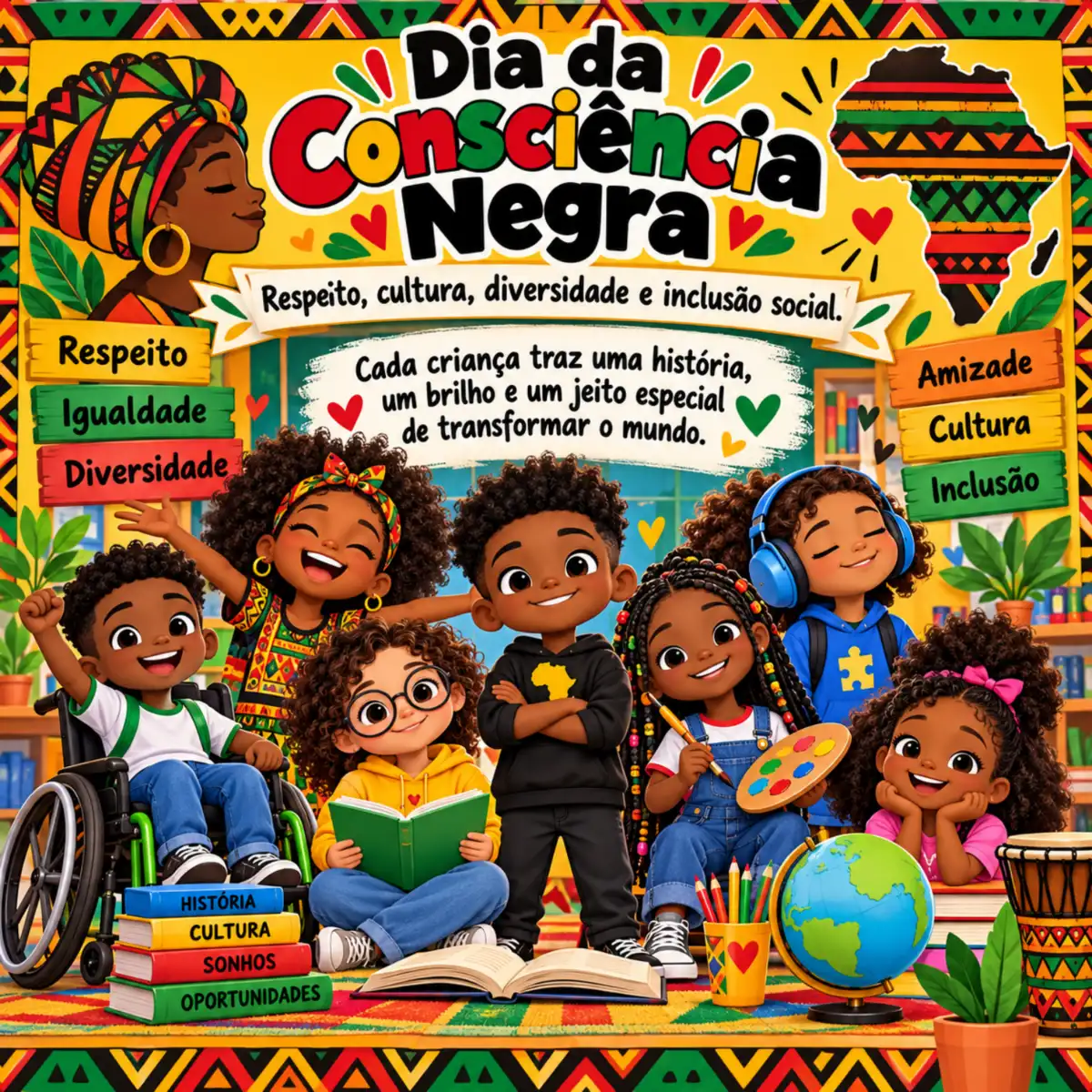 Painel Dia da Consciência Negra para imprimir com guia — Datas comemorativas para Todas as séries: Monte um painel do Dia…