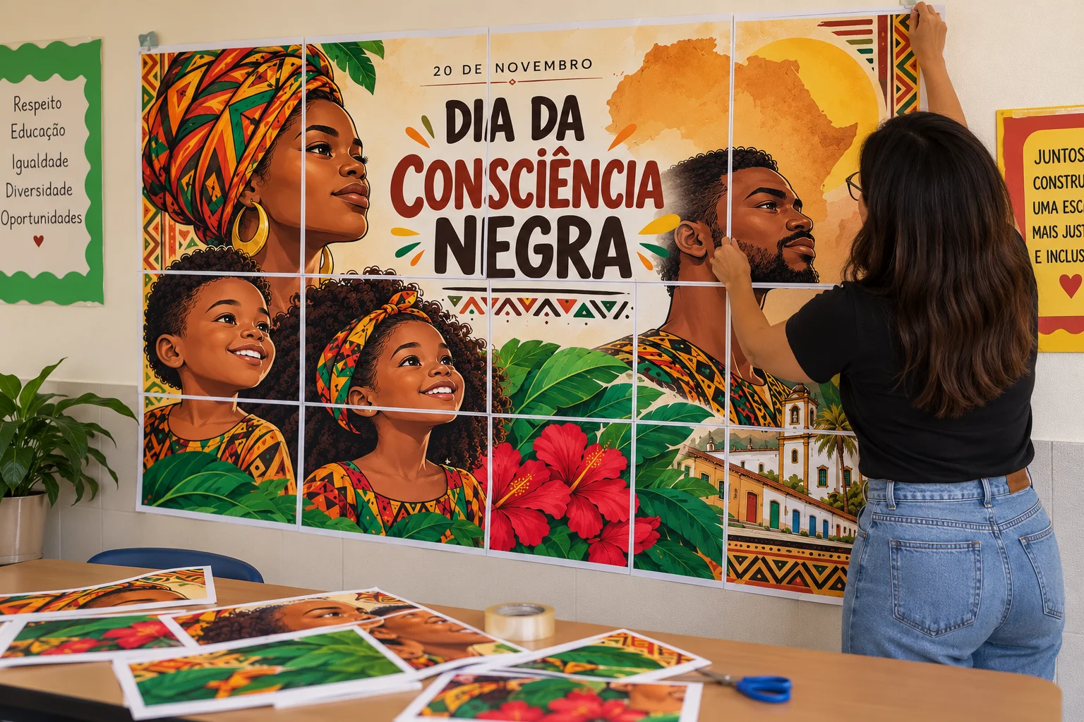 Painel Dia da Consciência Negra para Imprimir - 20 de Novembro — amostra 2: O que você recebe?