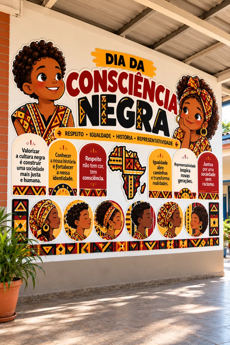 Painel Dia da Consciência Negra - Recurso Pedagógico — amostra 2: O Painel Dia da Consciência Negra foi desenvolvido com…