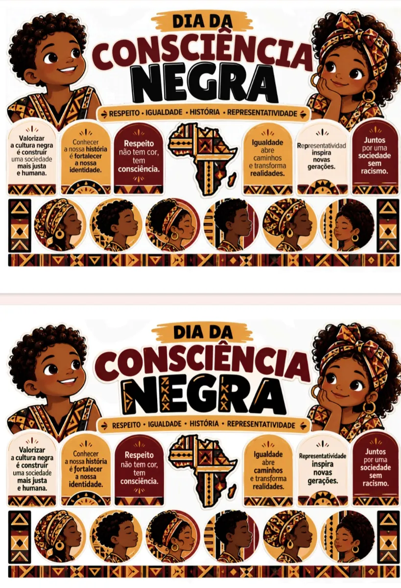 Painel Dia da Consciência Negra - Recurso Pedagógico — amostra 4: O Painel Dia da Consciência Negra foi desenvolvido com…