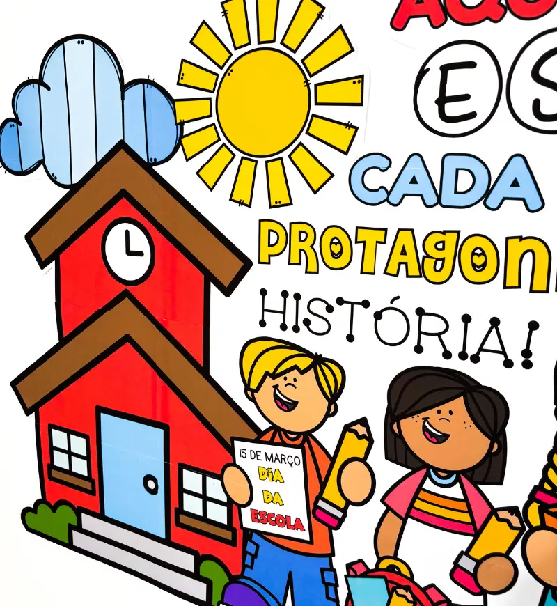 Painel Dia da Escola: Criança Protagonista para Imprimir — amostra 2: O que vem no material