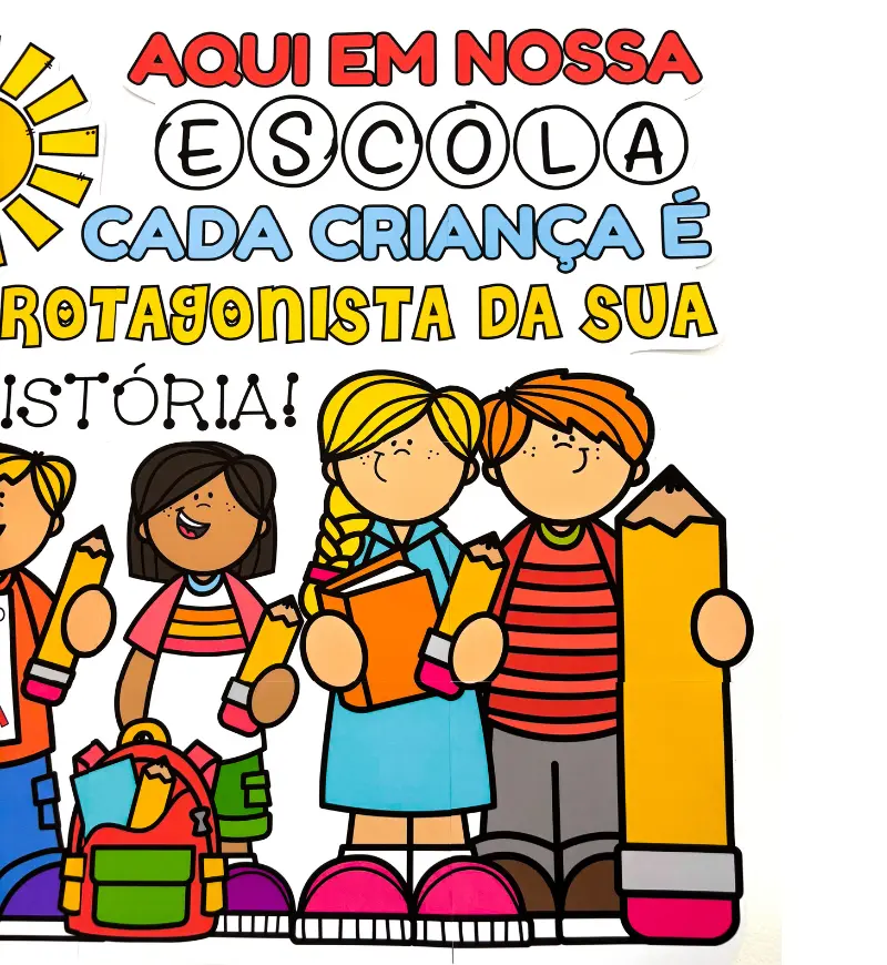 Painel Dia da Escola: Criança Protagonista para Imprimir — amostra 5: Valorize o protagonismo infantil no Dia da Escola com…