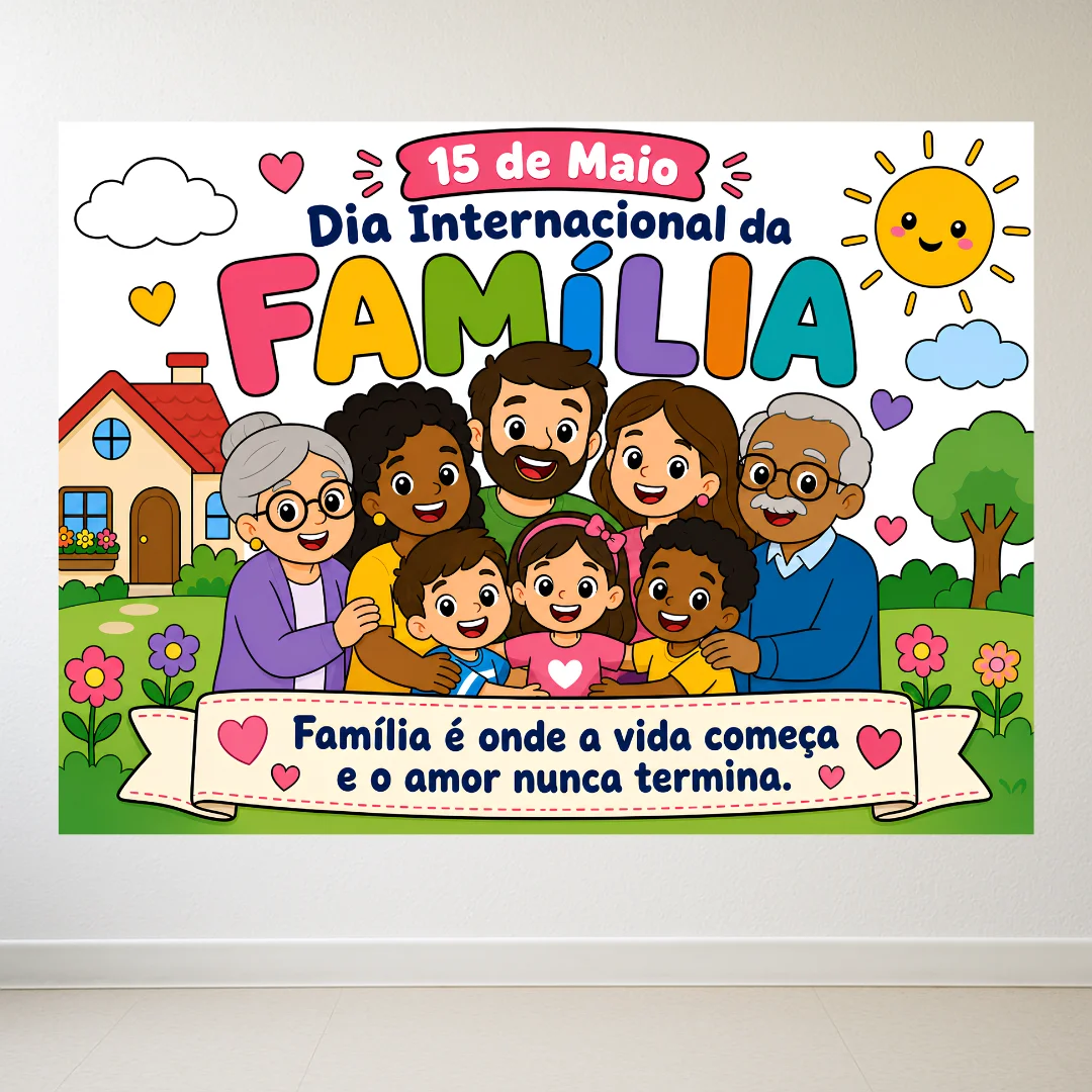 Painel Dia da Família (2 Tamanhos) – PDF para Imprimir — amostra 2: Onde a vida começa e o amor nunca termina