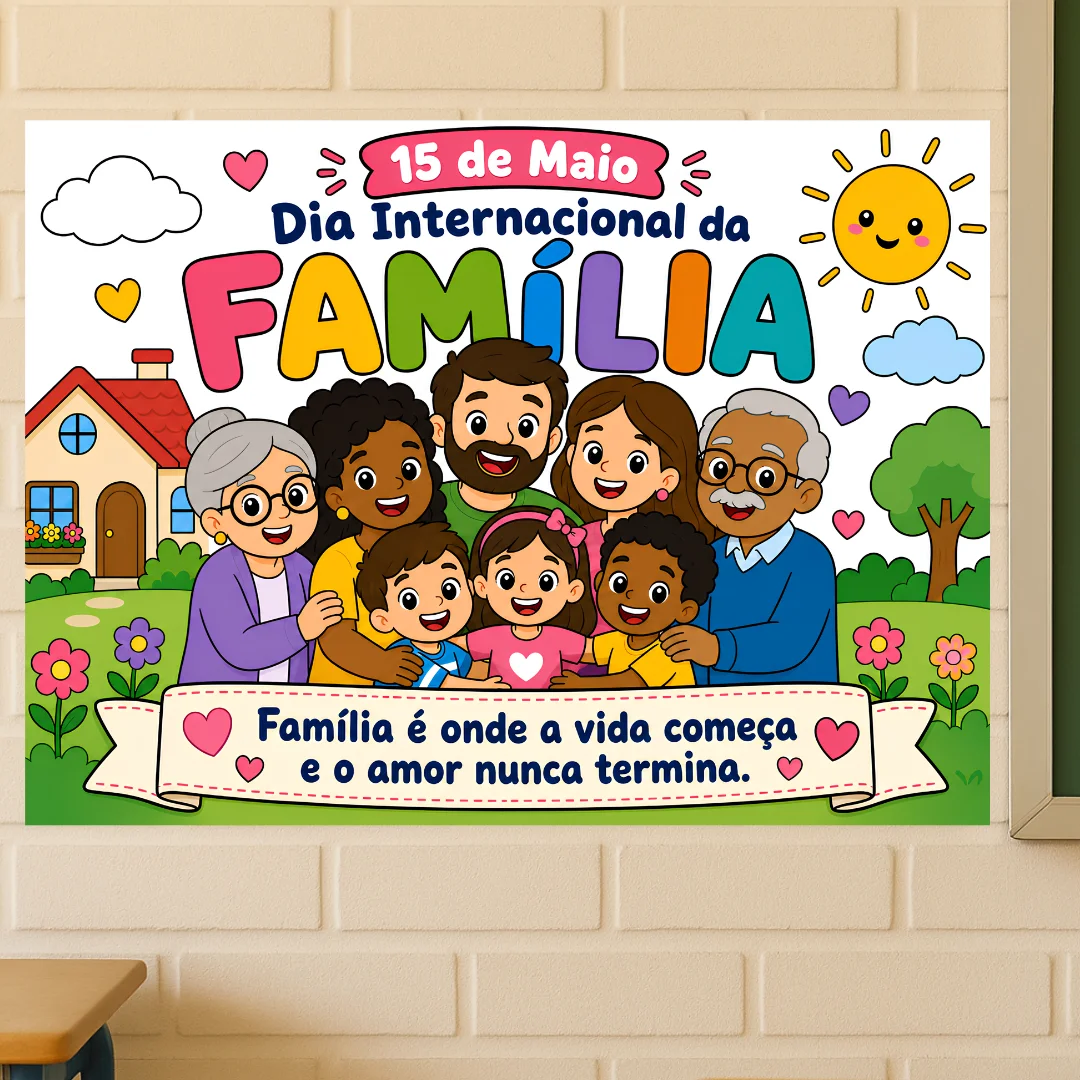 Painel Dia da Família (2 Tamanhos) – PDF para Imprimir — Datas comemorativas para Educação Infantil: Onde a vida começa e o…