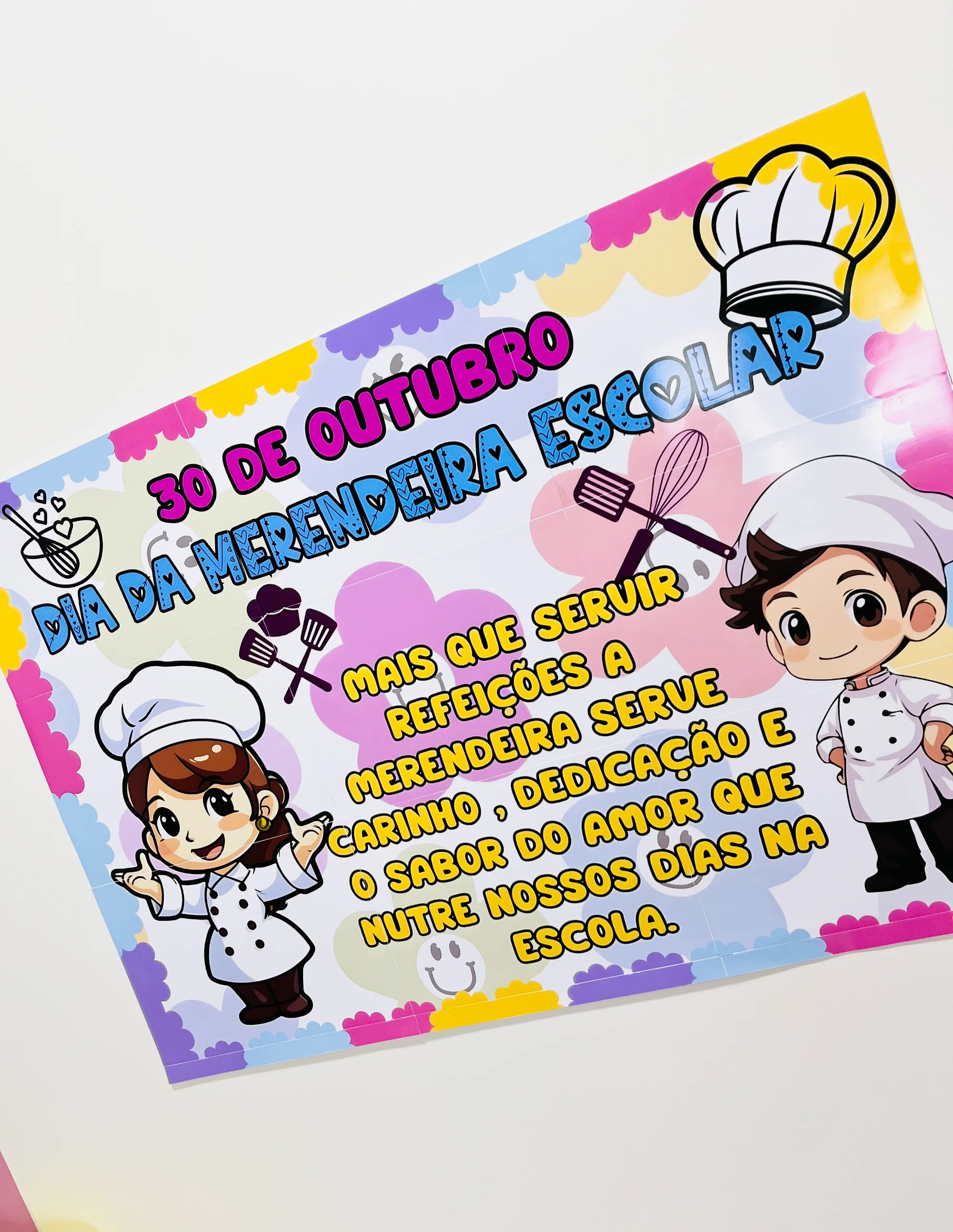 Painel Dia da Merendeira Escolar – Homenagem para 30 de Outubro — amostra 4: Painel temático para o Dia da Merendeira…